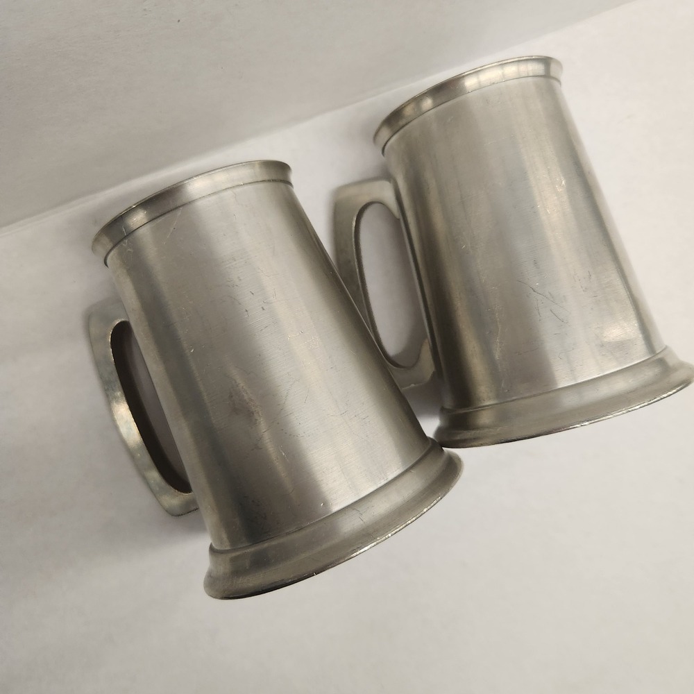 Set of 2 Selmark Pewter Tankards Barware Mugs Vintage Drinkware "glass" bottom - Picture 5 of 10
